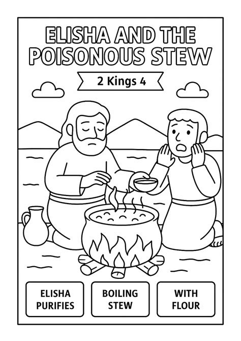 Elisha and the Poisonous Stew – Free Bible Coloring Page for Kids (2