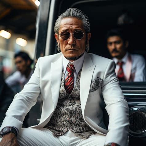 Premium AI Image | Triad mafia boss respectable Asian man elderly in ...