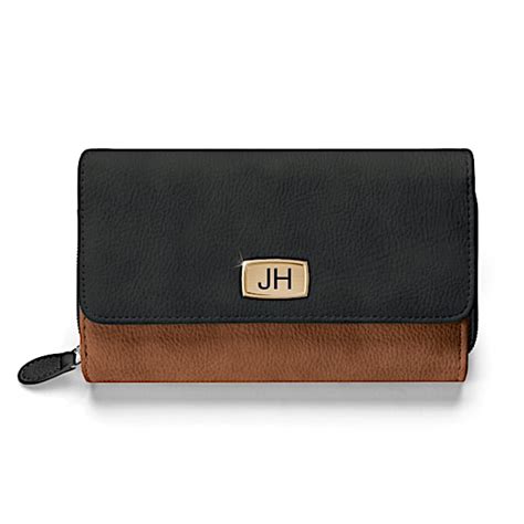 Pebbled Faux Leather Women S Trifold Wallet With Initials