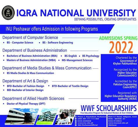 Admission Open In Iqra National University Peshawar Feb