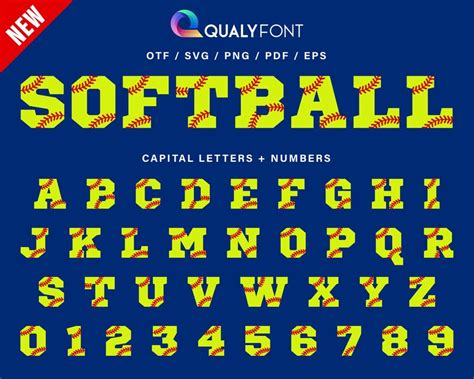 Softball Softball Font Otf Layered Svg Printable Png Etsy Australia