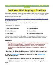 Cold War Webquest Bcsd K Ny Us Middle Michalek Wwii Cold