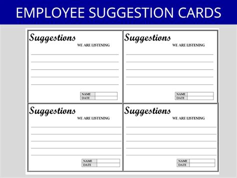 Employee Suggestion Card Employee Relations Suggestion Box Card