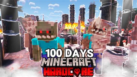 I Survived 100 Days With A Mushroom Parasites In Minecraft Hardcore Youtube