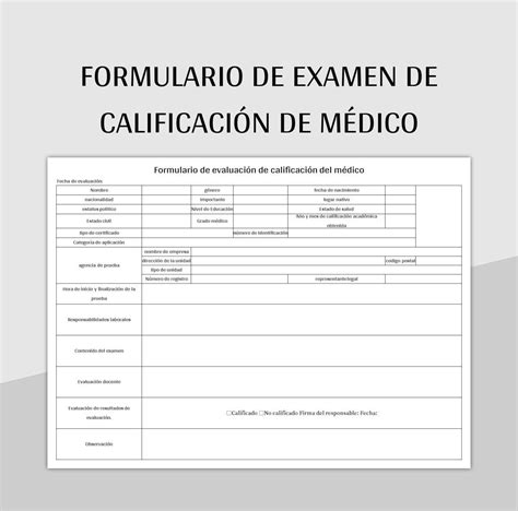 Plantilla De Formato Excel Formulario De Examen De Calificaci N De