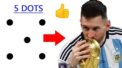 Turn 5 Dots Into Messi Drawing How To Draw Lionel Messi Kissing Fifa