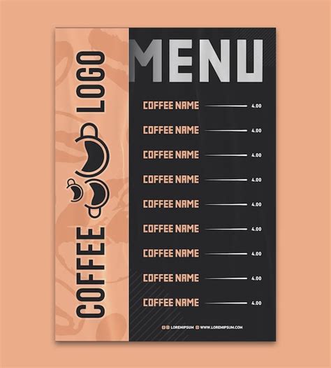 Premium Vector Coffeeshop Menu Vector Template