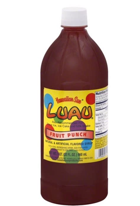 2 Fruit Punch Hawaiian Sun Luau Syrup 1 Quart 32 Fl Oz Drink Mixes