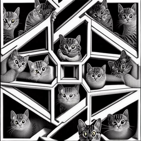 Escher Style Cat Graphic Creative Fabrica