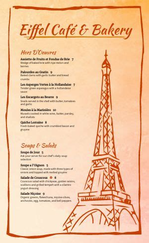 French Restaurant Menu