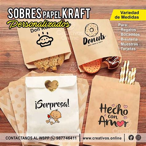 Sobres Personalizados Papel Kraft Para Empaque CREATIVOS ONLINE