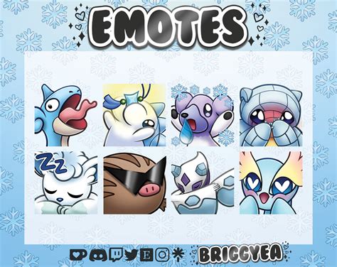 Pokemon Ice Type Emote Set Etsy