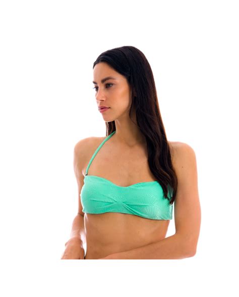 Reggiseno Bikini Fascia Verde Acqua Con Disegno Conchiglie Top Atlantis Bandeau Pli Marchio