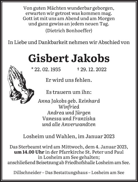 Traueranzeigen Von Gisbert Jakobs Saarbruecker Zeitung Trauer De