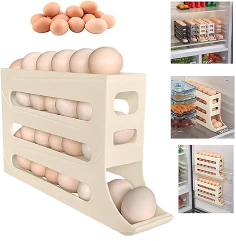 Amazon 4 Tiers Egg Holder For Fridge Space Saving Egg Dispenser