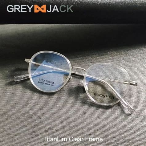 Grey Jack Frame Kacamata Bahan Titanium Model Bulat Ringan Dan Kokoh