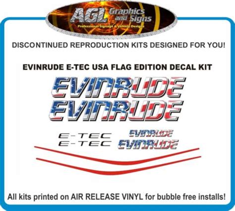 Evinrude E Tec Usa Flag Outboard Decal Kit Fits