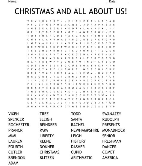 Christmas And All About Us Word Search Wordmint