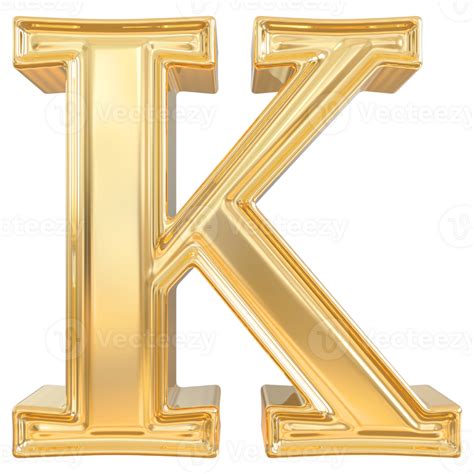 Gold Letter K Font 3d Render 36305658 Png