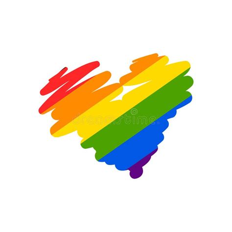 Vector Abstract Doodles Pattern Hand Drawn Heart Pride Love Peace With Rainbow Gay Parade