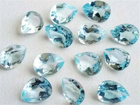 5 Pieces 5x8mm Natural Sky Blue Topaz Pear Faceted Cut Loose Gemstone