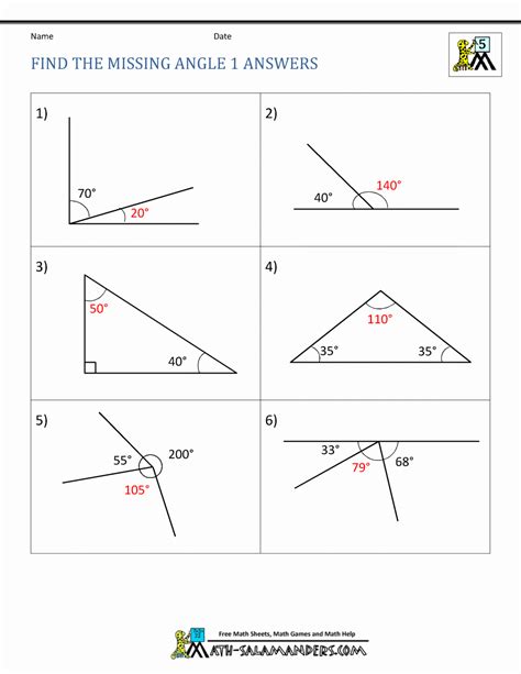 Find The Missing Angle Worksheets