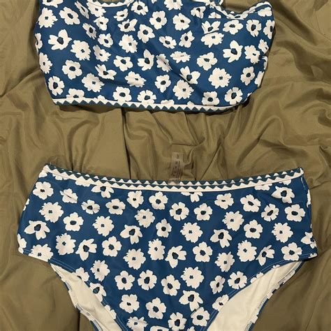 Blue And White Floral Bikini Beachvibes Depop