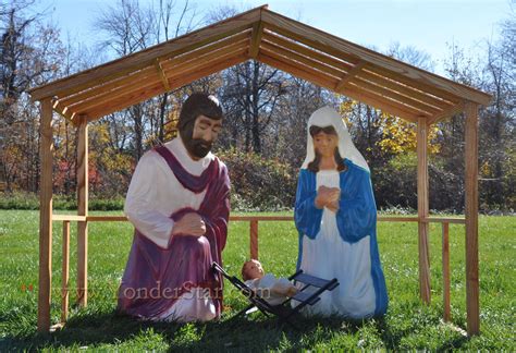 Life Size Outdoor Nativity and Wooden Stable - Yonder Star Christmas ...