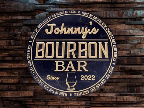 Personalized Bourbon Bar Sign | Custom round bar signs | Free Shipping!