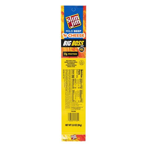 Pack Of 2 Slim Jim Big Boss Size Mild Beef And Cheese Stick Meat