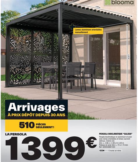 Promo PERGOLA BIOCLIMATIQUE SALIXIA chez Brico Dépôt