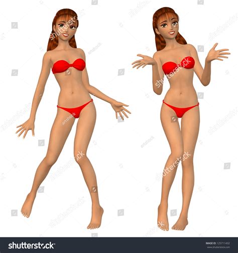 Digital Render Cartoon Woman Red Bikini Stock Illustration Shutterstock