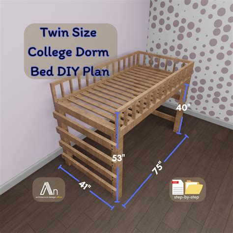 Twin Size College Dorm Bed Build Plan Dorm Bed DIY Plan College Dorm ...