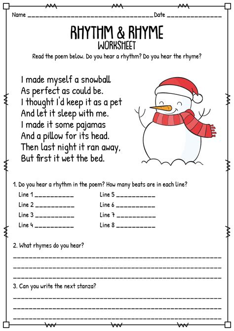 5th Grade Poetry Worksheet