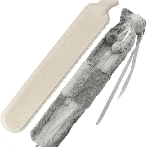 L Extra Long Hot Water Bottle With Removable Fleece