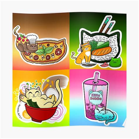 "Full Kitty Food Collection" Poster for Sale by FeruzzaArts | Redbubble