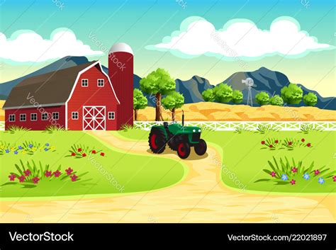 Farm scene Royalty Free Vector Image - VectorStock