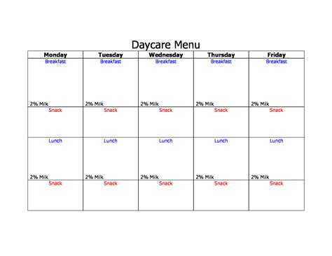 Kids Blank Menu Templates 4