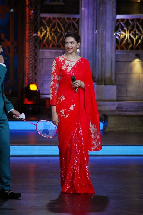 Cinema Deepika Padukone Hot Stills In Red Saree