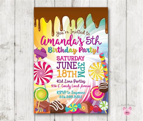 Printable Candy Invitation, Candy Birthday Invitation, Candy Party ...