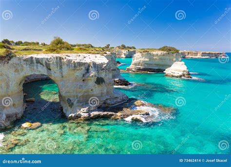 Torre Sant Andrea Cliffs Salento Peninsula Apulia Region South Of