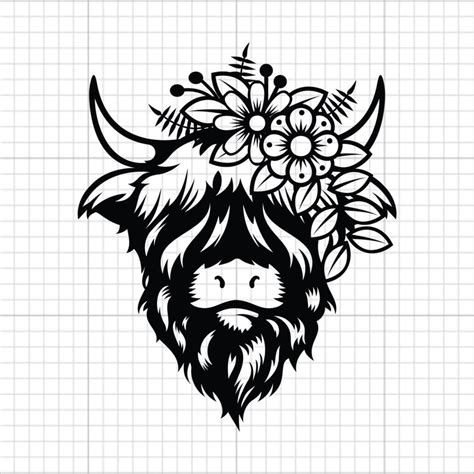 Cute Highland Cow Svg Highland Cow Design Flower Cow Svg Baby Cute