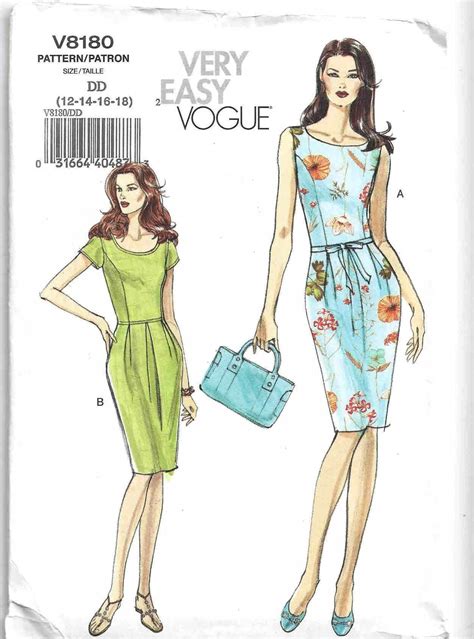 Very Easy Vogue Dress Pattern 8180 Uncut Sizes 12 14 16 18 Etsy UK