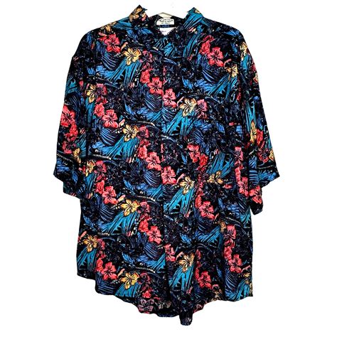 Goouch Vintage Men Large Rayon Short Sleeve Shirt Flo Gem