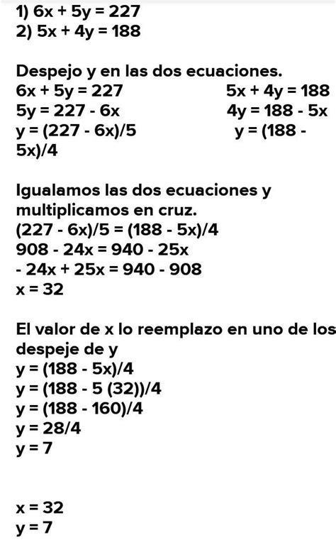 Encuentra El Valor De X En La Ecuación 6x 227 5 5x 188 4