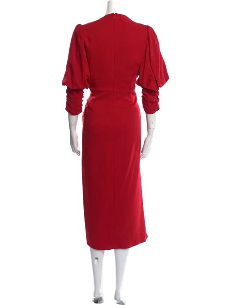 Self Portrait Scoop Neck Long Dress Red Dresses Clothing