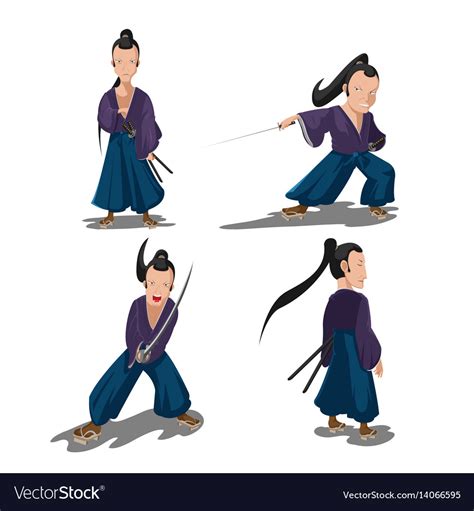 Old japan samurai cartoon character Royalty Free Vector