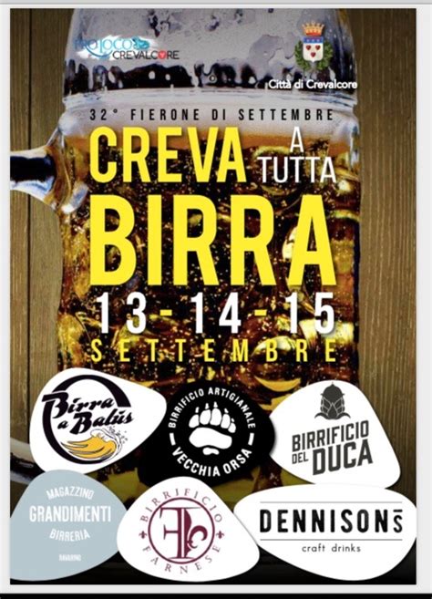 CREVA A TUTTA BIRRA Il 13 14 E 15 Settembre A Crevalcore Proloco