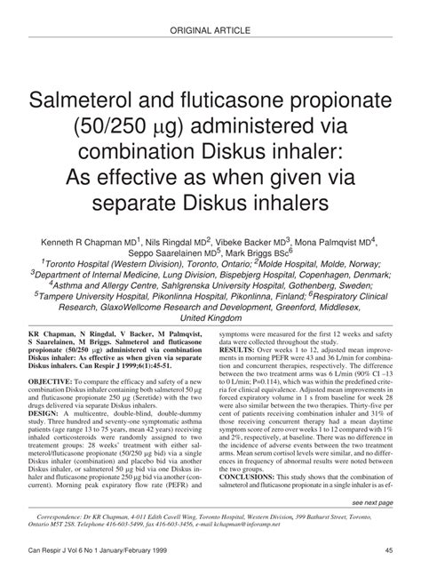 (PDF) Salmeterol and fluticasone propionate (50/250 microg ...