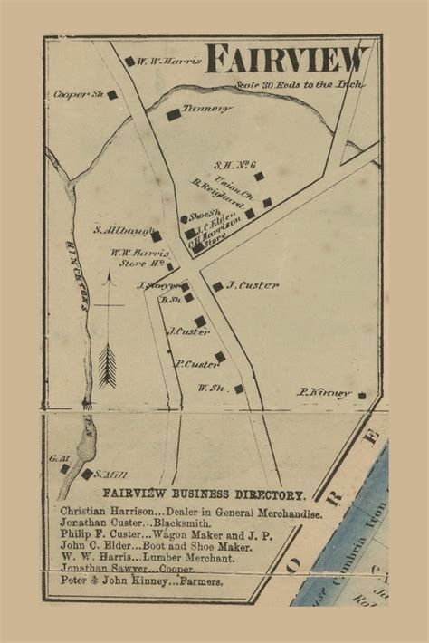 Fairview Jackson Township Pennsylvania 1867 Old Town Map Custom Print